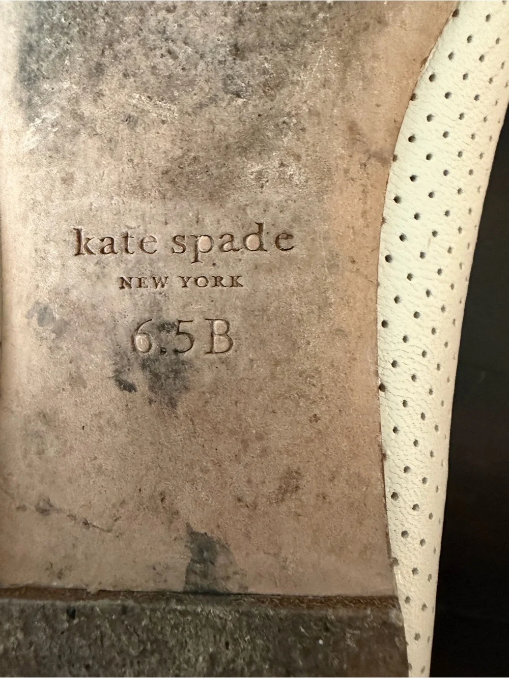 kate spade Cream Perforated Ballet Flats with Pink Insole - Picture 3 of 3